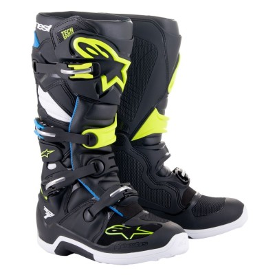 Bottes Alpinestars Tech 7 Noir Bleu Enamel Jaune Fluo 