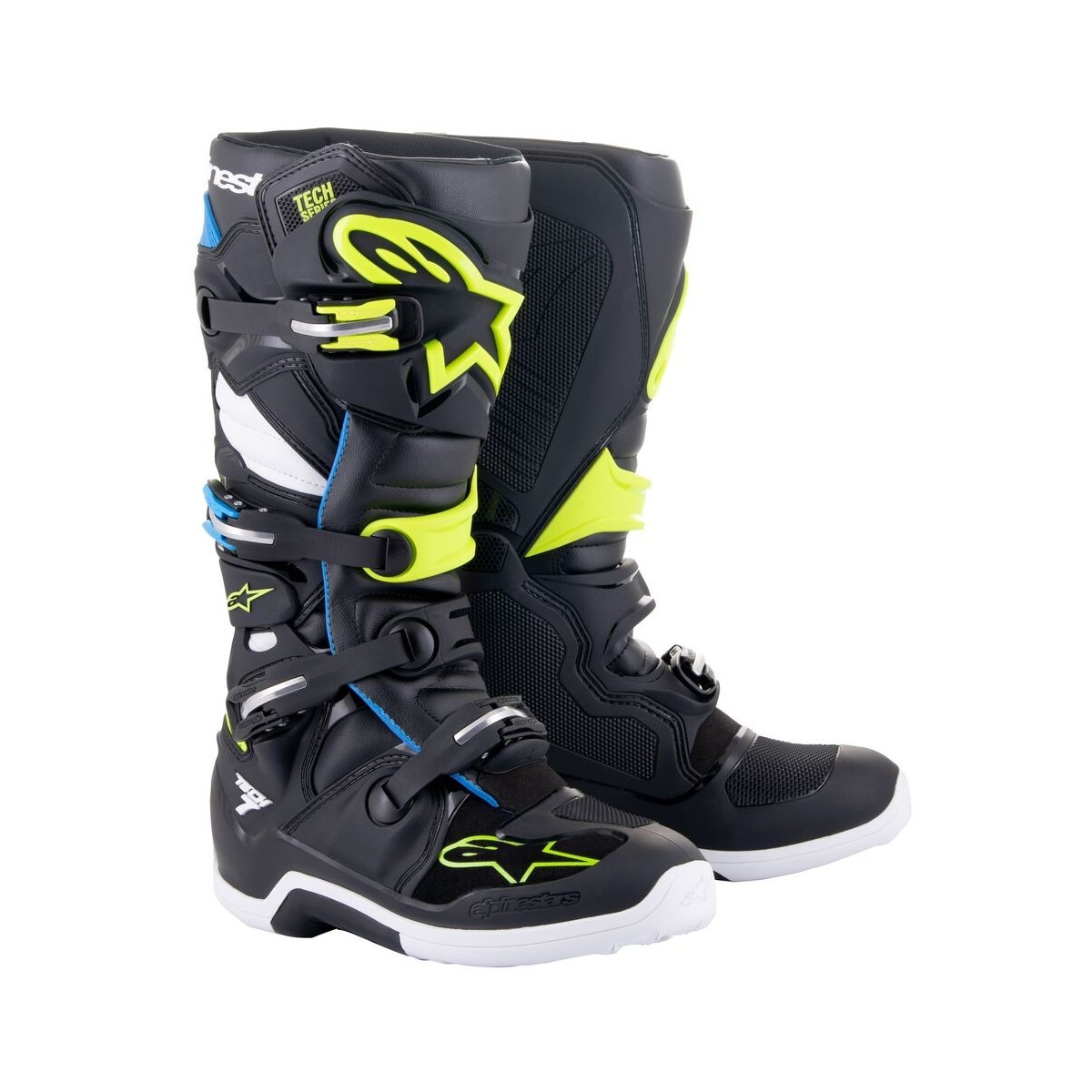 Bottes Alpinestars Tech 7 Noir Bleu Enamel Jaune Fluo 