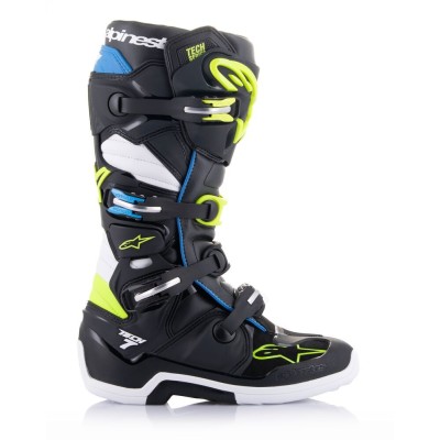 Bottes Alpinestars Tech 7 Noir Bleu Enamel Jaune Fluo 