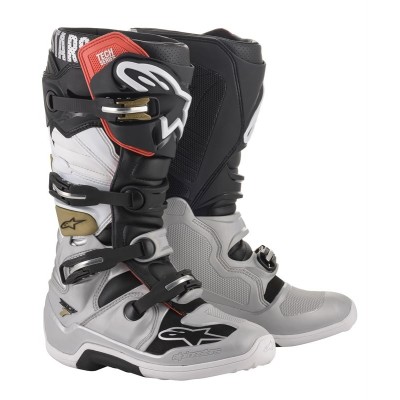 Bottes Alpinestars Tech 7 Noir Argent Blanc Or 
