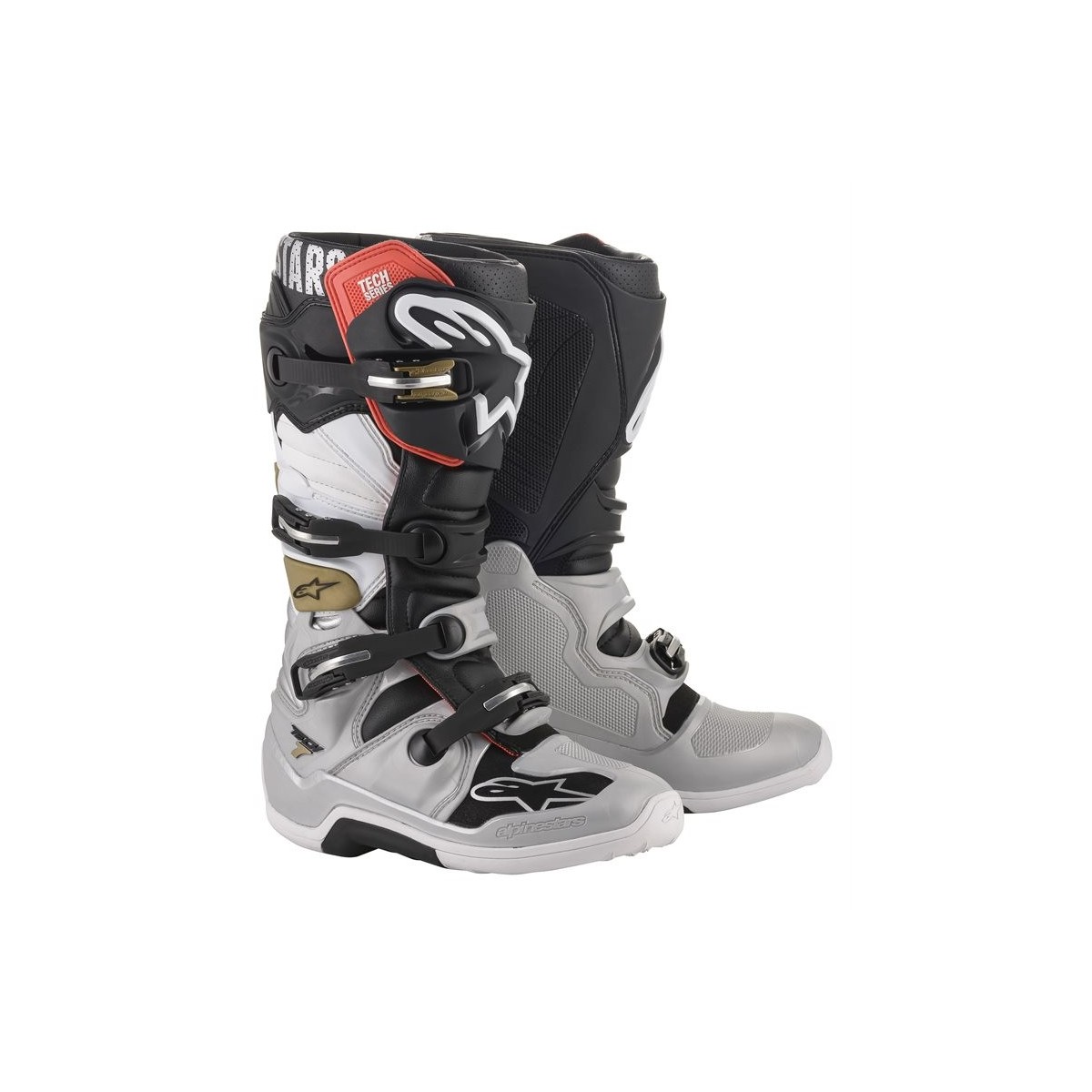Bottes Alpinestars Tech 7 Noir Argent Blanc Or 