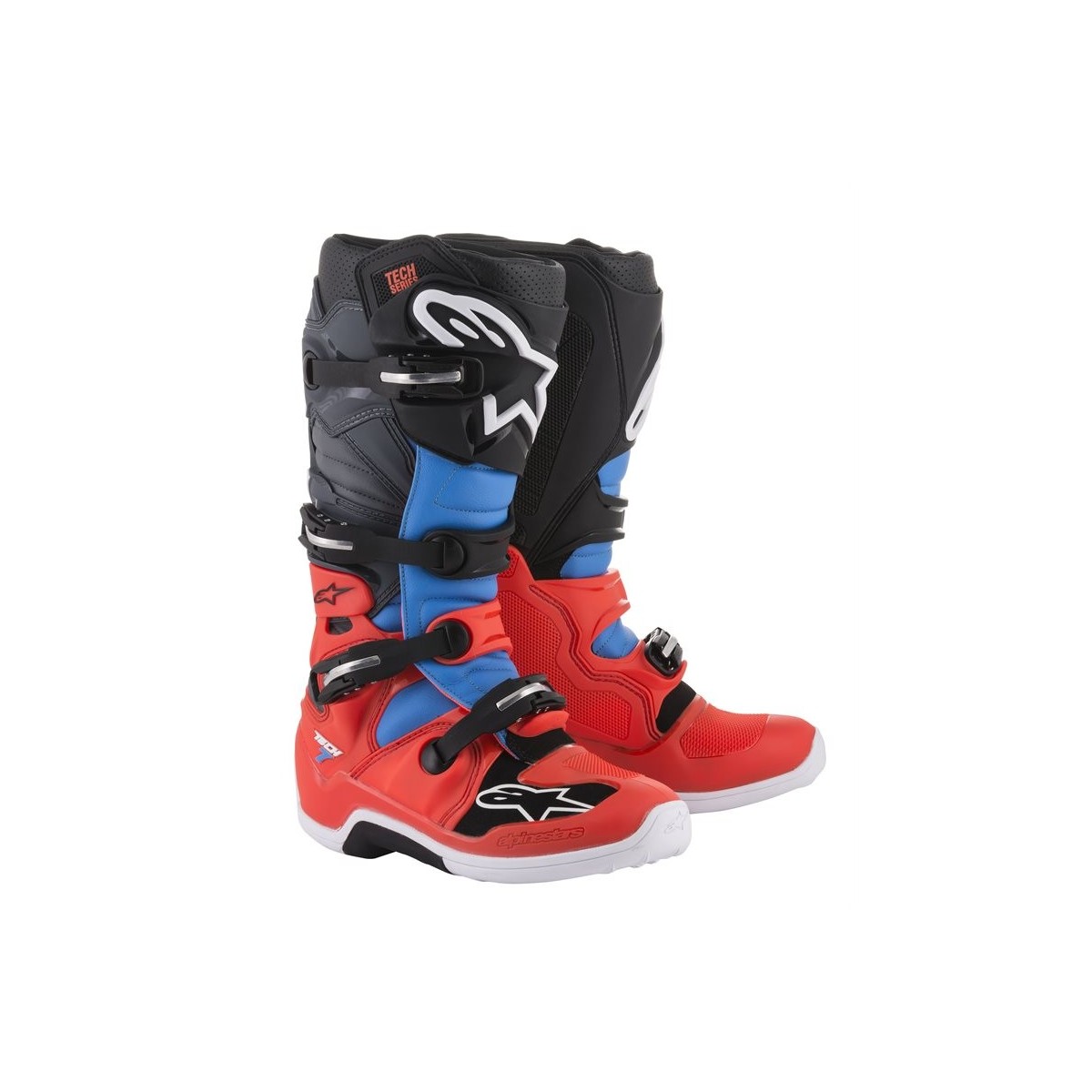 Bottes Alpinestars Tech 7 Rouge Fluo / Bleu / Gris / Noir 