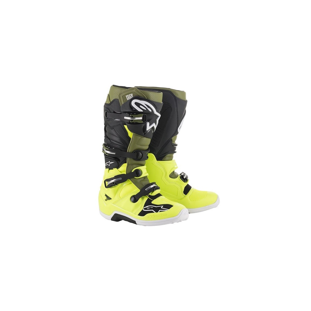 Bottes Alpinestars Tech 7 Jaune Fluo / Vert Kaki/ Noir 