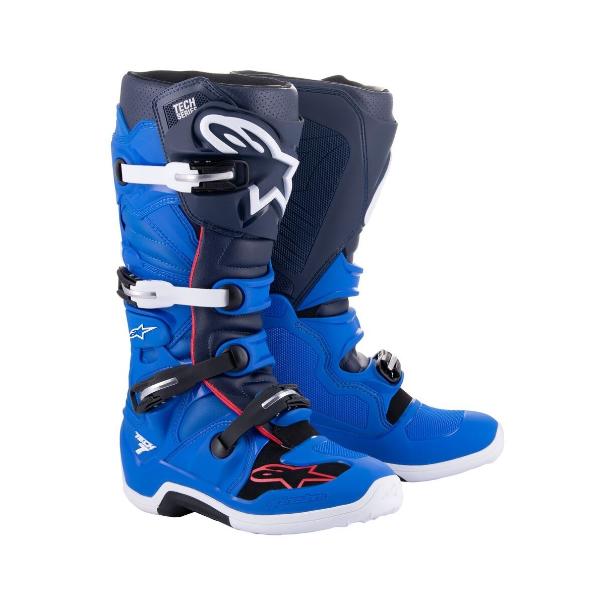 Bottes Alpinestars Tech 7 Bleu Alpine Marine Nuit Rouge Vif 