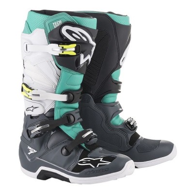 Bottes Alpinestars Tech 7 Gris Foncé/ Teal/ Blanc 