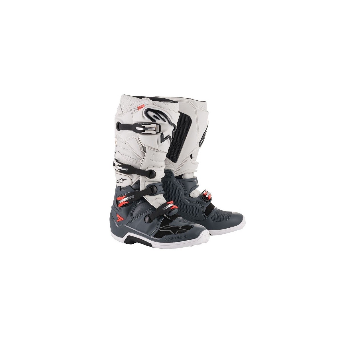 Bottes Alpinestars Tech 7 Gris Foncé/ Gris Clair/ Rouge Fluo 