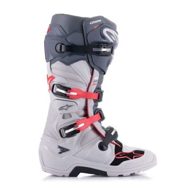 Bottes Alpinestars Tech 7 Enduro Gris Clair Gris Foncé Rouge Vif 