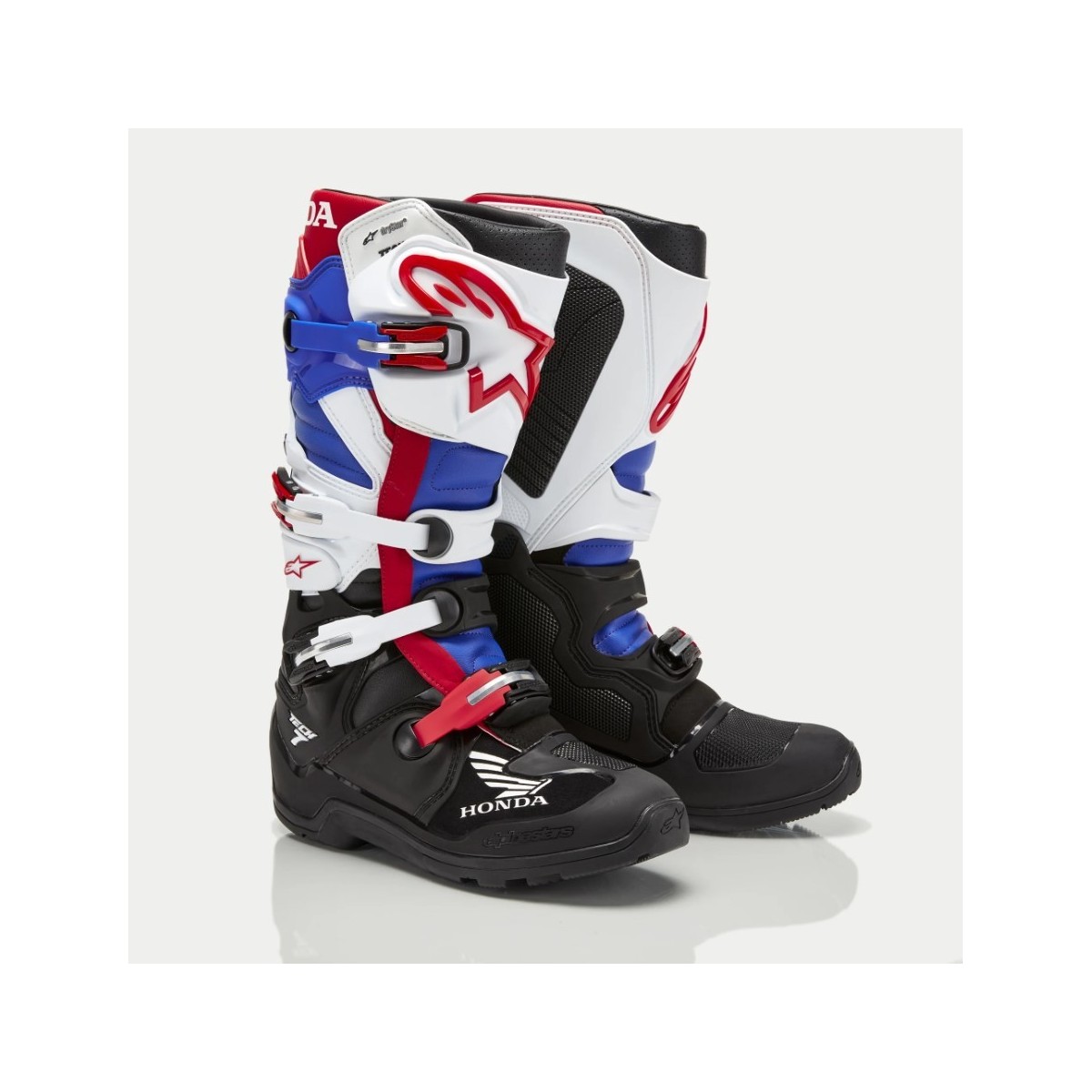 Bottes Alpinestars Honda Tech 7 Enduro Drystar Noir Blanc Bleu Rouge 
