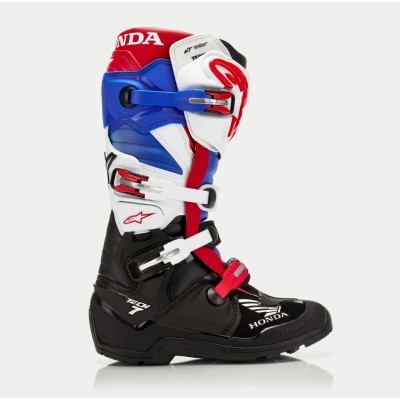 Bottes Alpinestars Honda Tech 7 Enduro Drystar Noir Blanc Bleu Rouge 