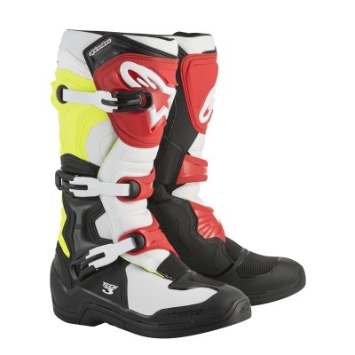 Bottes Alpinestars Tech 3 Noir Blanc Jaune Rouge 
