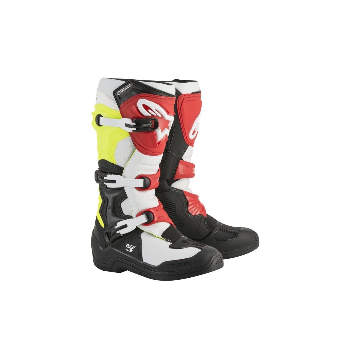 Bottes Alpinestars Tech 3 Noir Blanc Jaune Rouge 