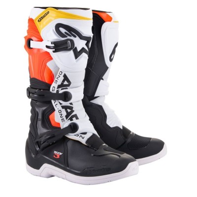 Bottes Alpinestars Tech 3 Noir Blanc Rouge Fluo Jaune 