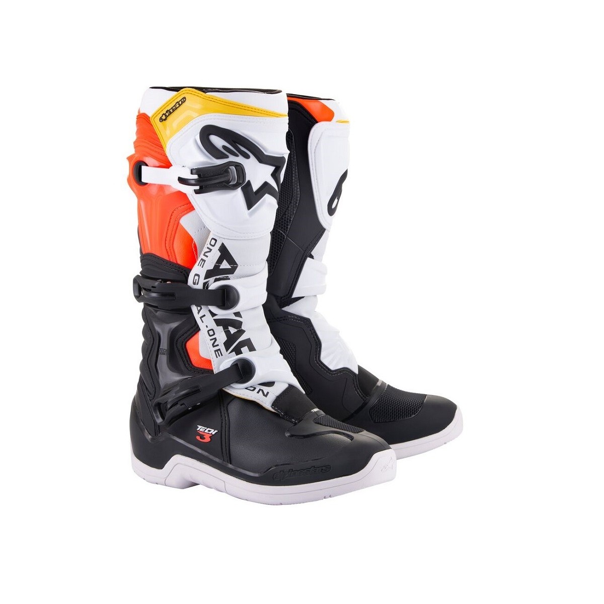 Bottes Alpinestars Tech 3 Noir Blanc Rouge Fluo Jaune 