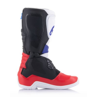 Bottes Alpinestars Tech 3 Blanc Rouge Brillant Bleu Foncé 