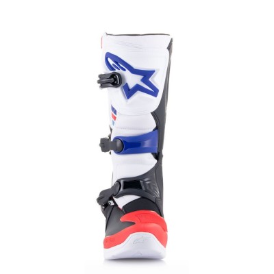 Bottes Alpinestars Tech 3 Blanc Rouge Brillant Bleu Foncé 