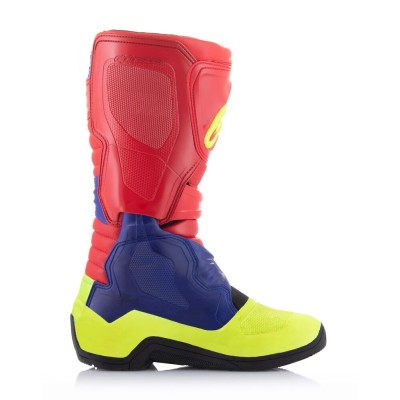 Bottes Alpinestars Tech 3 Rouge Brillant Bleu Foncé Jaune Fluo 