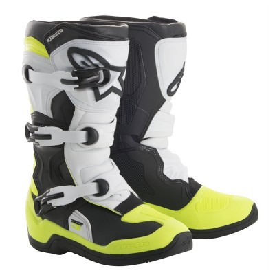 Bottes Enfants Alpinestars Tech 3S Noir Blanc Jaune Fluo 