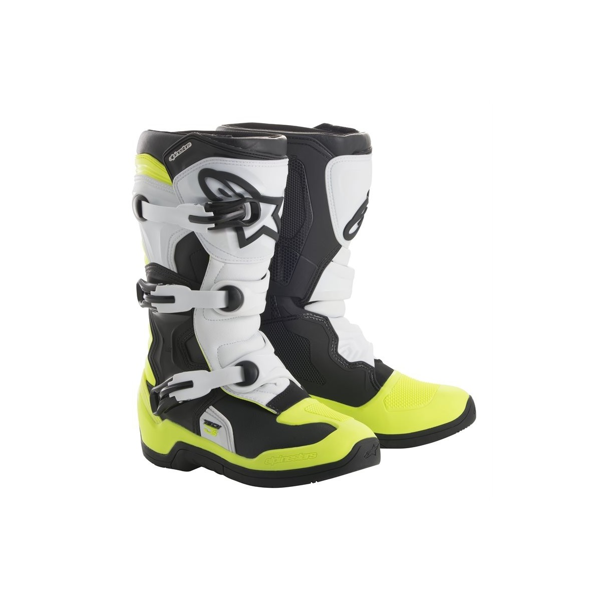 Bottes Enfants Alpinestars Tech 3S Noir Blanc Jaune Fluo 