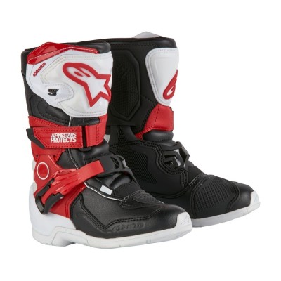 Bottes Enfants Alpinestars Tech 3S Blanc Noir Rouge Vif 