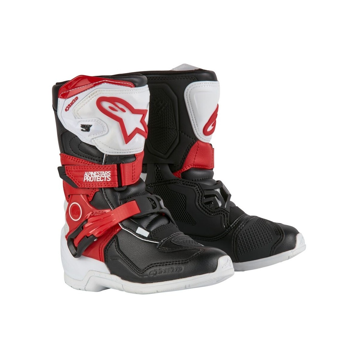 Bottes Enfants Alpinestars Tech 3S Blanc Noir Rouge Vif 