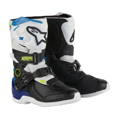 Bottes Enfants Alpinestars Tech 3S Blanc Noir Bleu Enamel 