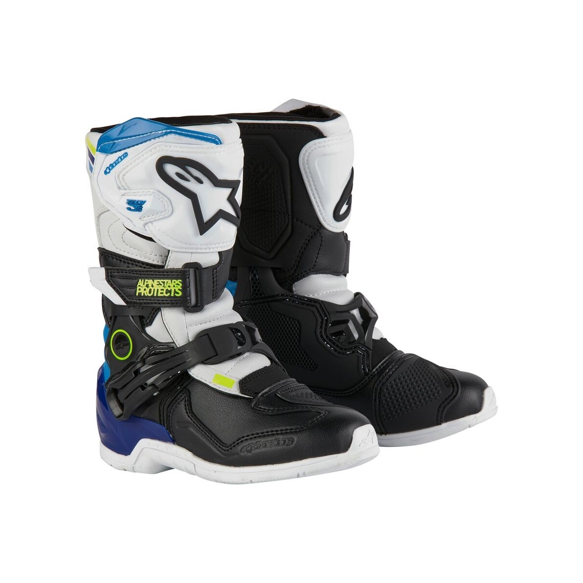 Bottes Enfants Alpinestars Tech 3S Blanc Noir Bleu Enamel 