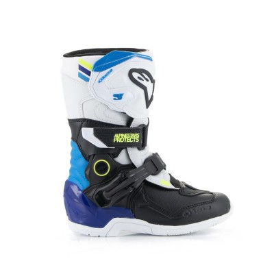 Bottes Enfants Alpinestars Tech 3S Blanc Noir Bleu Enamel 