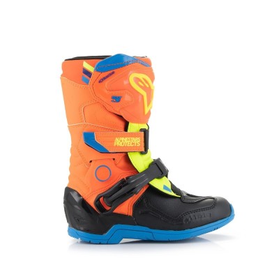 Bottes Enfants Alpinestars Tech 3S Orange Fluo Bleu Enamel Jaune Fluo 