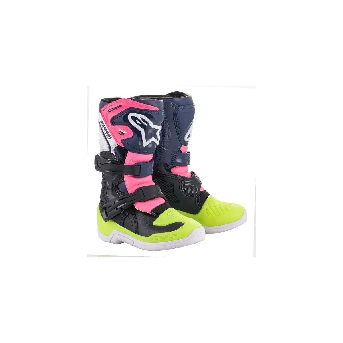 Bottes Enfants Alpinestars Tech 3S Noir Bleu foncé Rose Fluo 