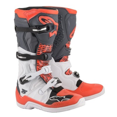 Bottes Alpinestars Tech 5 Blanc Gris Rouge Fluo 