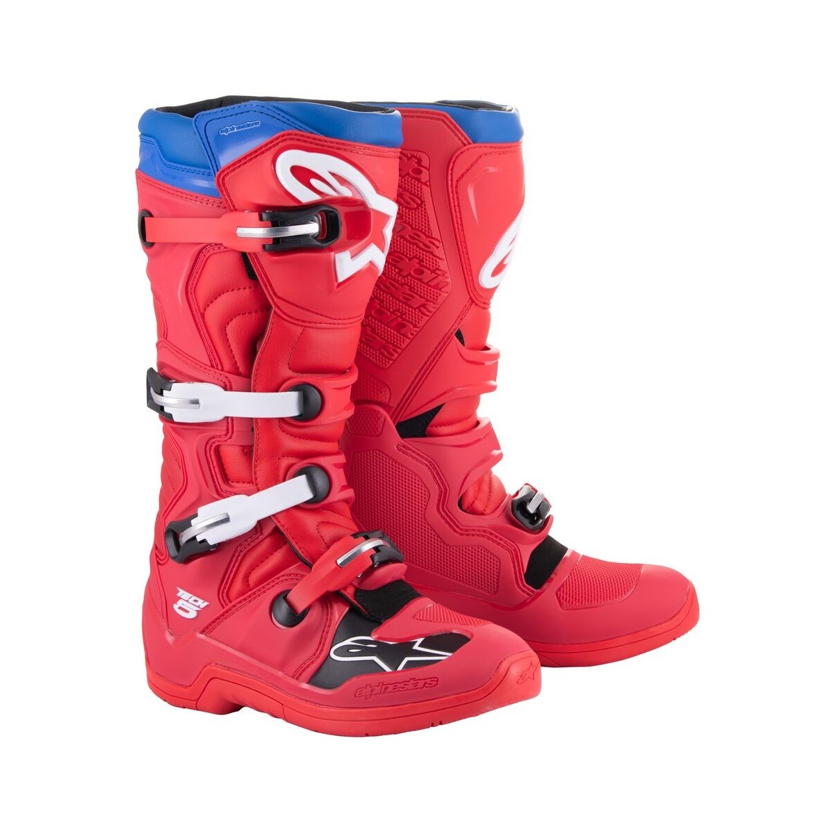 Bottes Alpinestars Tech 5 Rouge Clair Rouge Foncé Bleu Alpine 