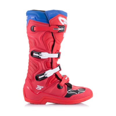 Bottes Alpinestars Tech 5 Rouge Clair Rouge Foncé Bleu Alpine 