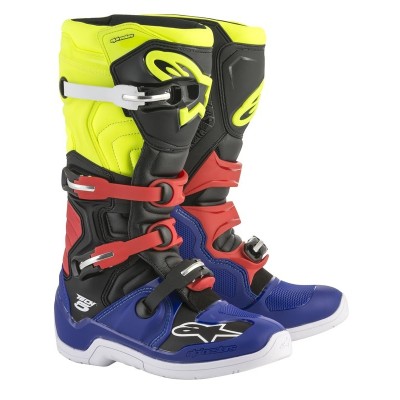 Bottes Alpinestars Tech 5 Bleu Noir Jaune Fluo Rouge 