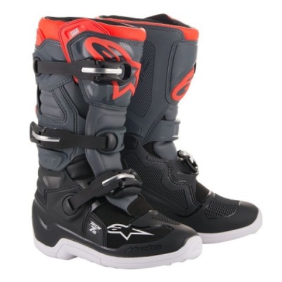 Bottes Enfant Alpinestars Tech 7S Noir/Gris Foncé/Rouge Fluo 