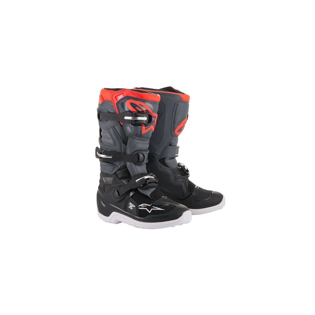 Bottes Enfant Alpinestars Tech 7S Noir/Gris Foncé/Rouge Fluo 