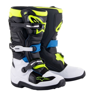 Bottes Enfant Alpinestars Tech 7S Noir Bleu Enamel Jaune Fluo 