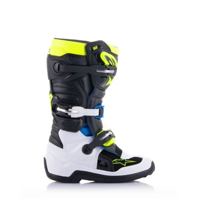 Bottes Enfant Alpinestars Tech 7S Noir Bleu Enamel Jaune Fluo 