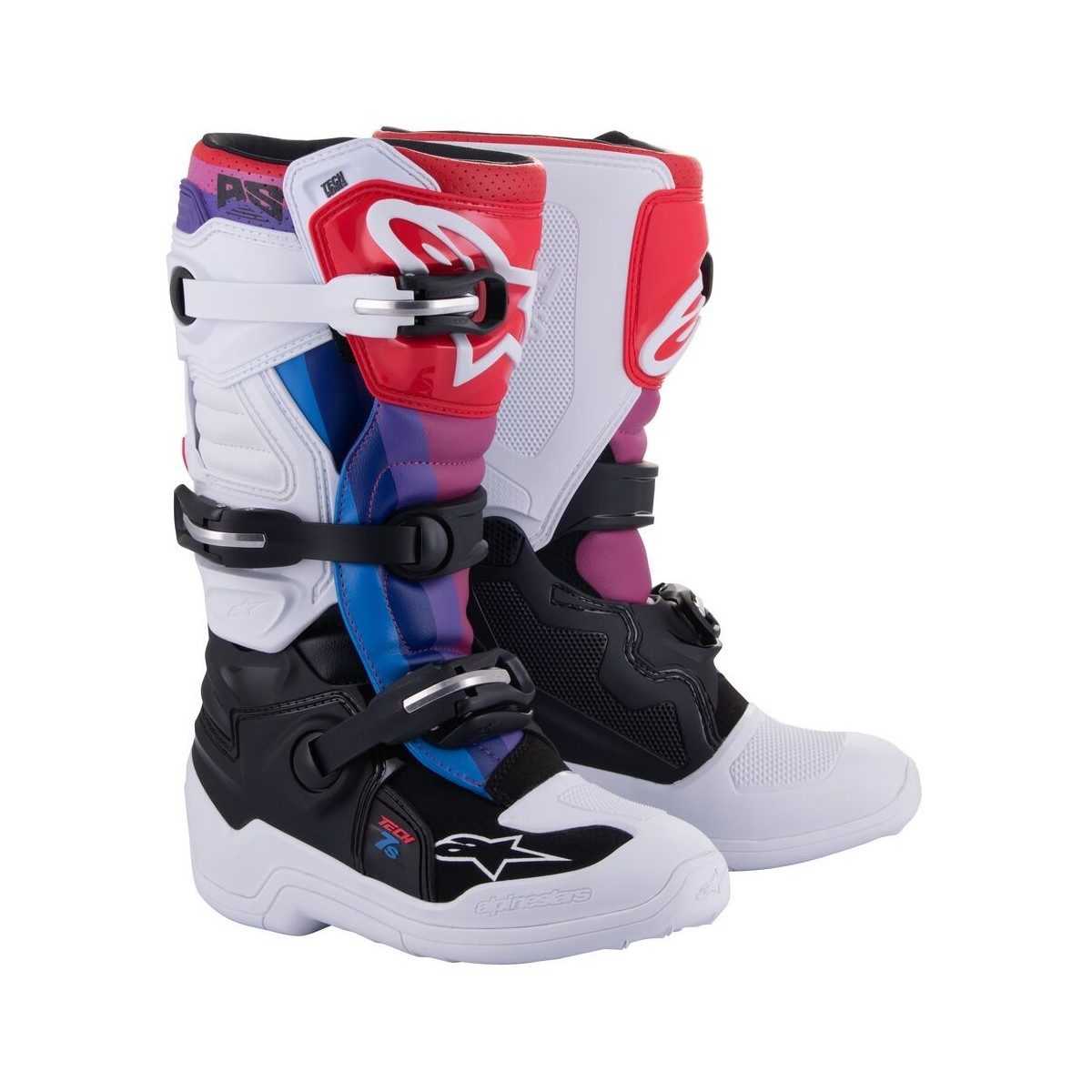 Bottes Enfant Alpinestars Tech 7S Blanc Noir Arc en ciel 
