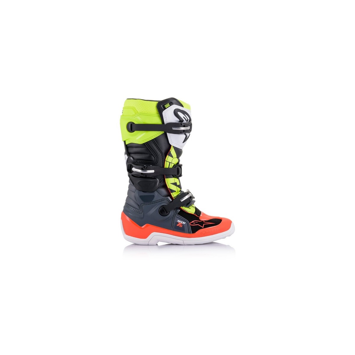 Bottes Enfant Alpinestars Tech 7S Gris foncé Rouge fluo Jaune fluo 