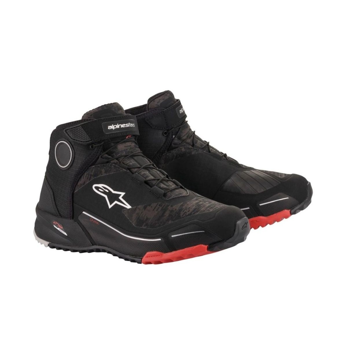 Chaussures de Moto Alpinestars CR-X Drystar Camo Noir Rouge 