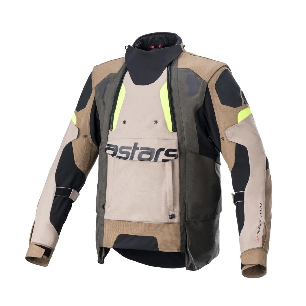Veste Alpinestars Halo Drystar Khaki Foncé Sable Jaune Fluo 