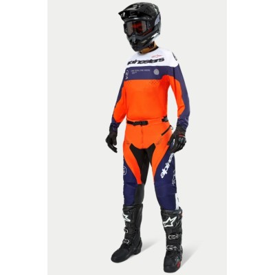 Pantalon Alpinestars Enduro Pro-Dura Navy Orange Vif Blanc 