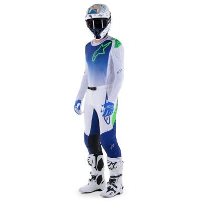 Pantalon Alpinestars Supertech Risen Bleu Blanc Vert Fluo 