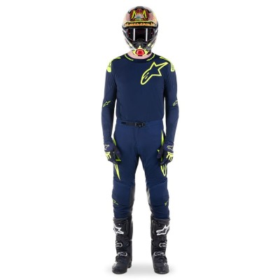 Pantalon Alpinestars Supertech Bruin Bleu Nuit Jaune Fluo 