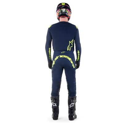 Pantalon Alpinestars Supertech Bruin Bleu Nuit Jaune Fluo 