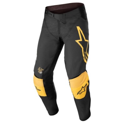 Pantalon Alpinestars Techstar Quadro Noir Jaune Tangerine 