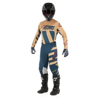 Pantalon Alpinestars Racer Braap Bleu Pétrole/Beige/Bordeaux 