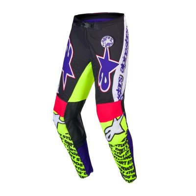 Pantalon Alpinestars Supertech LE Dirt Studios Blanc Violet Jaune Fluo 