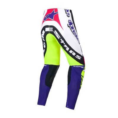 Pantalon Alpinestars Supertech LE Dirt Studios Blanc Violet Jaune Fluo 