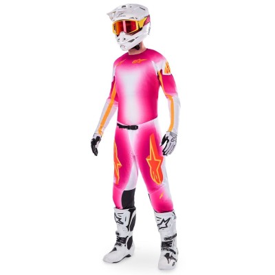 Pantalon Alpinestars Supertech Edition Limitée MIG Rose Fluo Blanc 